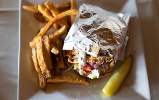 Chicken gyro with fries served at Terrazza Greenfield