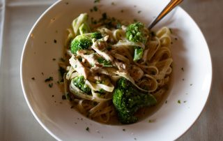 Fettuccine alfredo with broccoli served at Terrazza Greenfield
